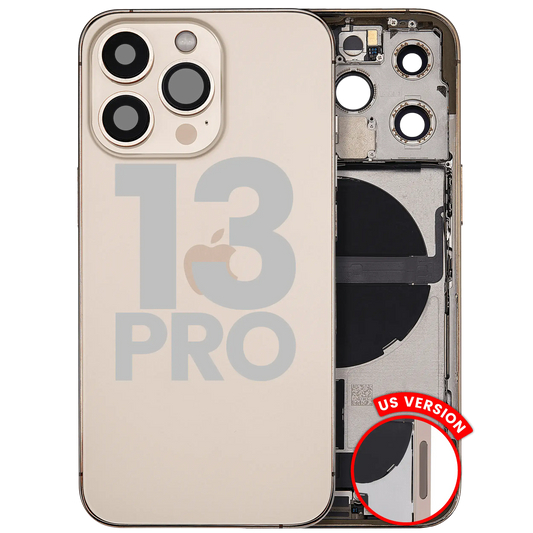 Back Housing W/ Charging Port Flex & Small Parts For iPhone 13 Pro (US Version) (Used OEM Pull: Grade B) (Gold)