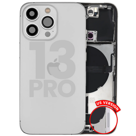 Back Housing W/ Charging Port Flex & Small Parts For iPhone 13 Pro (US Version) (Used OEM Pull: Grade B) (Silver)