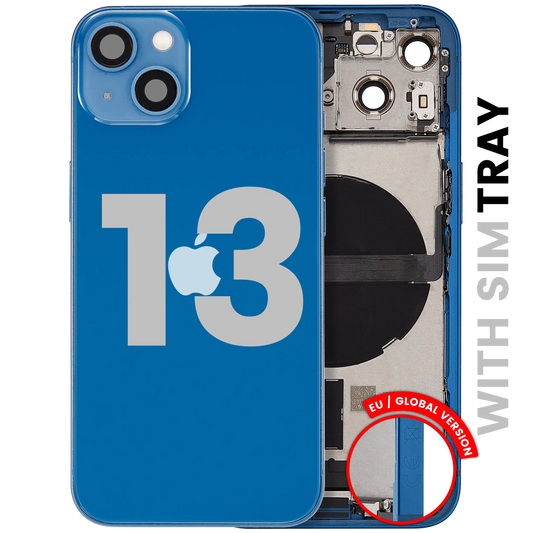 Back Housing W/ Charging Port Flex & Small Parts For iPhone 13 (EU / Global Version) (Used OEM Pull: Grade A) (Blue)