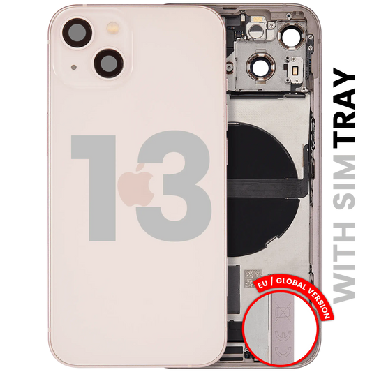 Back Housing W/ Charging Port Flex & Small Parts For iPhone 13 (EU / Global Version) (Used OEM Pull: Grade A) (Pink)