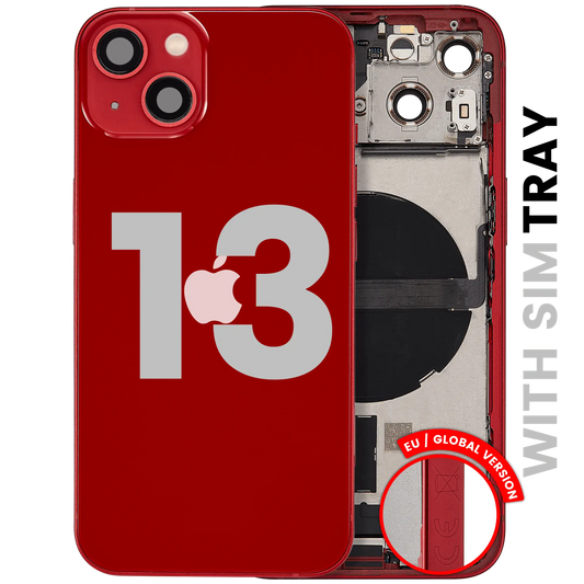 Back Housing W/ Charging Port Flex & Small Parts For iPhone 13 (EU / Global Version) (Used OEM Pull: Grade A) (Red)