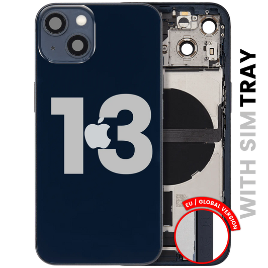 Back Housing W/ Charging Port Flex & Small Parts For iPhone 13 (EU / Global Version) (Used OEM Pull: Grade B) (Midnight)