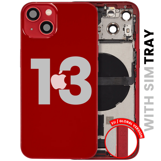 Back Housing W/ Charging Port Flex & Small Parts For iPhone 13 (EU / Global Version) (Used OEM Pull: Grade B) (Red)