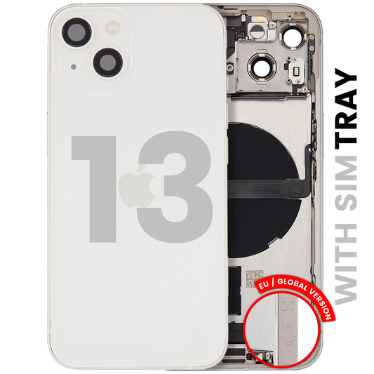Back Housing W/ Charging Port Flex & Small Parts For iPhone 13 (EU / Global Version) (Used OEM Pull: Grade B) (Starlight)