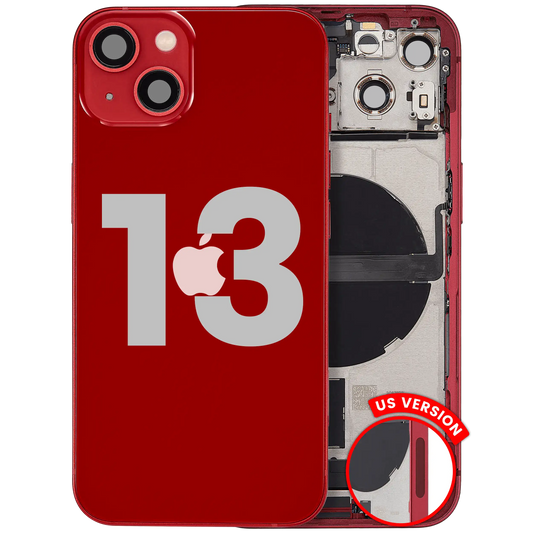 Back Housing W/ Charging Port Flex & Small Parts For iPhone 13 (US Version) (Used OEM Pull: Grade A) (Red)