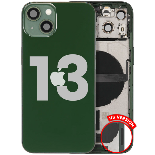 Back Housing W/ Charging Port Flex & Small Parts For iPhone 13 (US Version) (Used OEM Pull: Grade C) (Green)