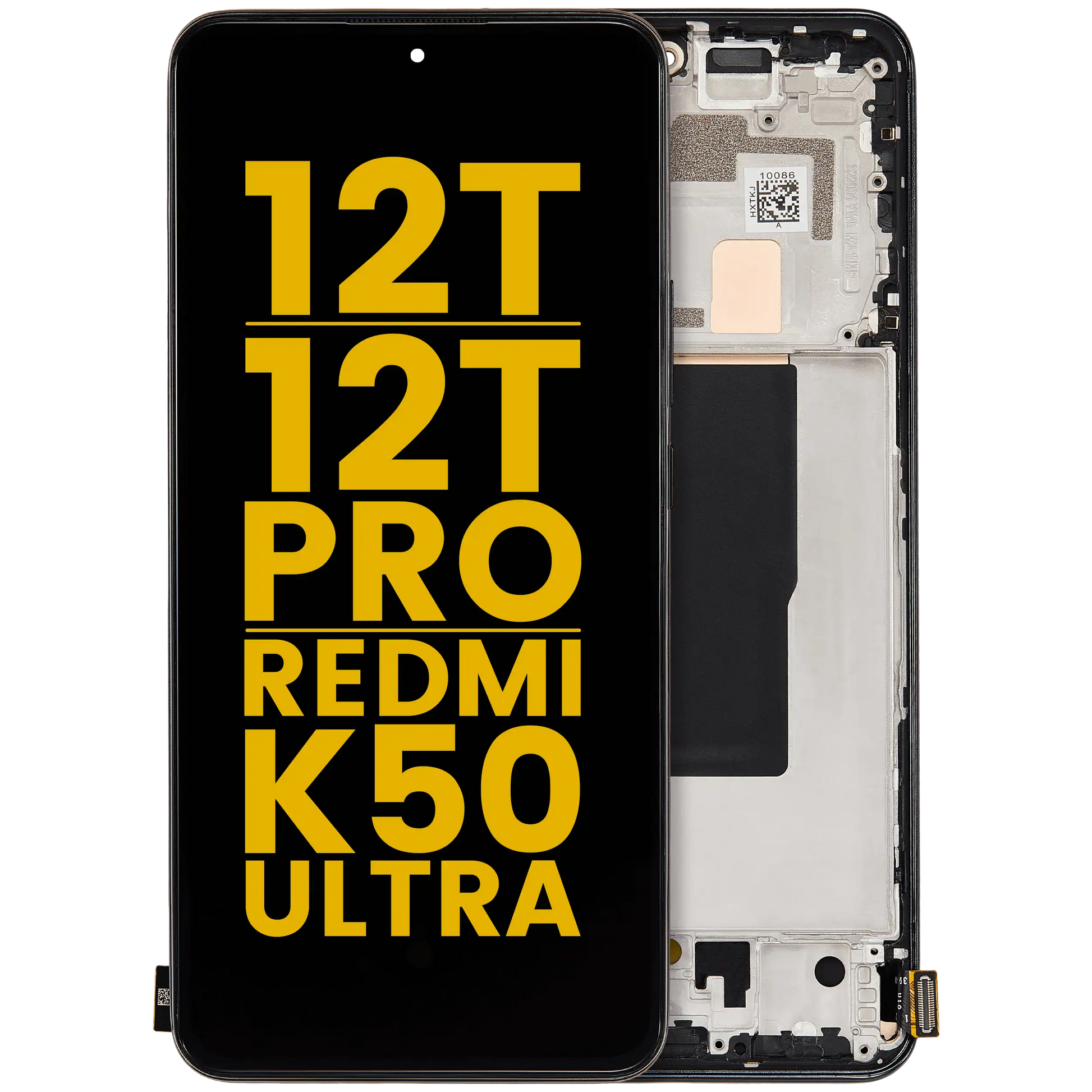 OLED Assembly With Frame For Xiaomi 12T / 12T Pro / Redmi K50 Ultra (Refurbished) (Black) – replacement part product view – OLED Display Replacement for phone repair