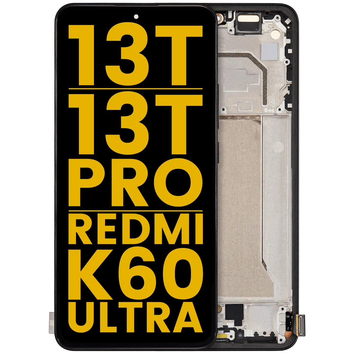 OLED Assembly With Frame For Xiaomi 13T / 13T Pro / Redmi K60 Ultra (Refurbished) (Black) – replacement part product view – OLED Display Replacement for phone repair