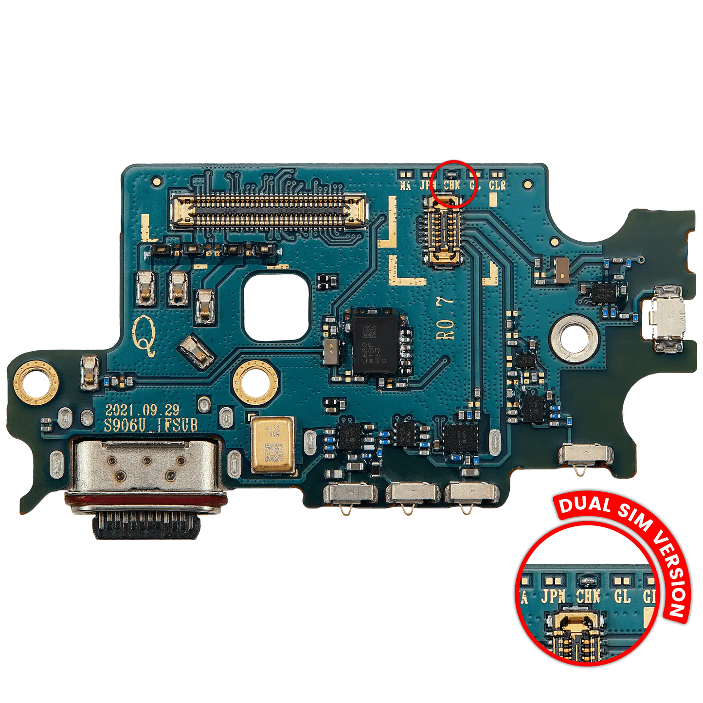 Charging Port Board With Sim Card Reader For Samsung Galaxy S22 Plus 5G (S9060) (Dual Sim Version) (Premium)