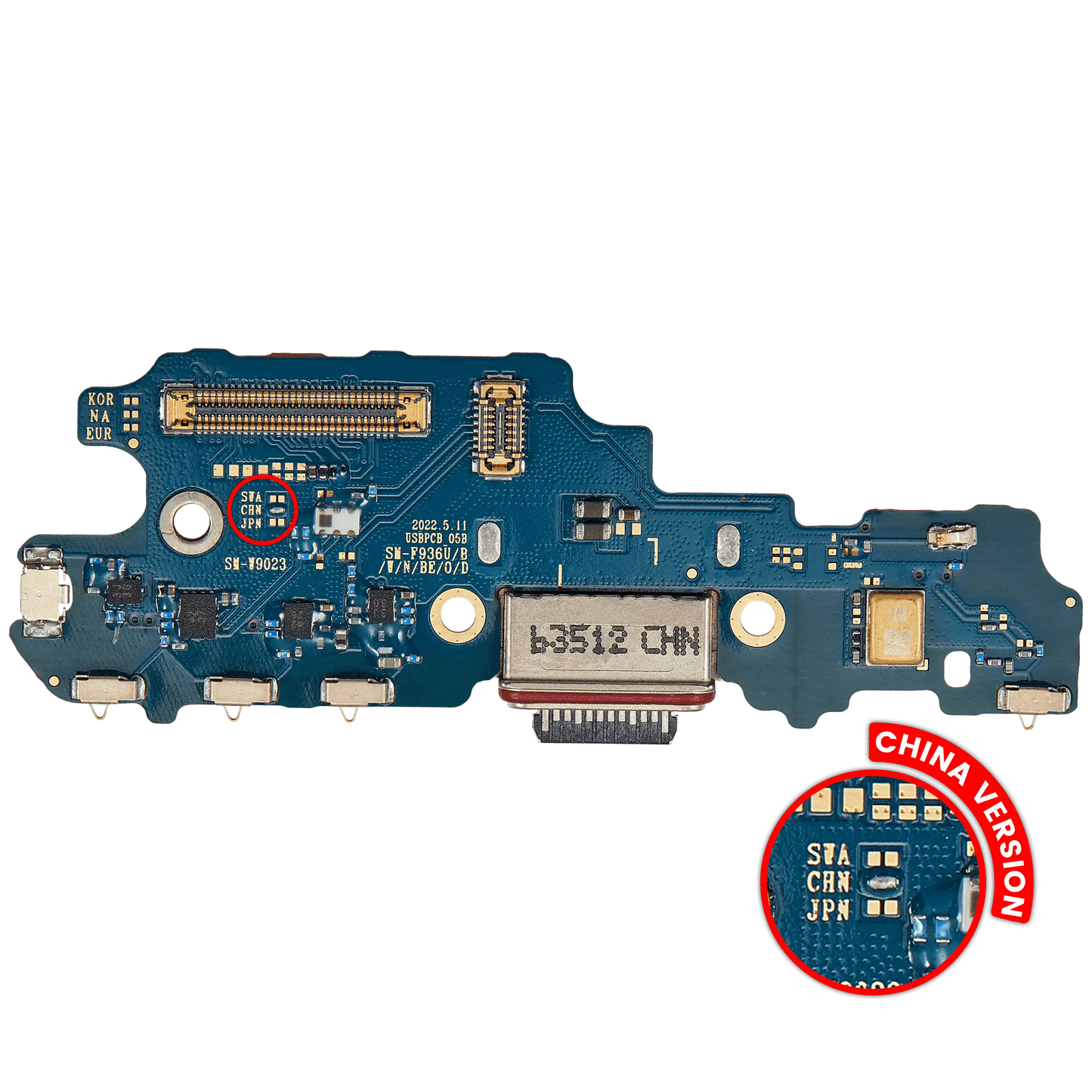 Charging Port Board For Samsung Galaxy Z Fold 4 (F9360) (China Version) (Premium) clear view