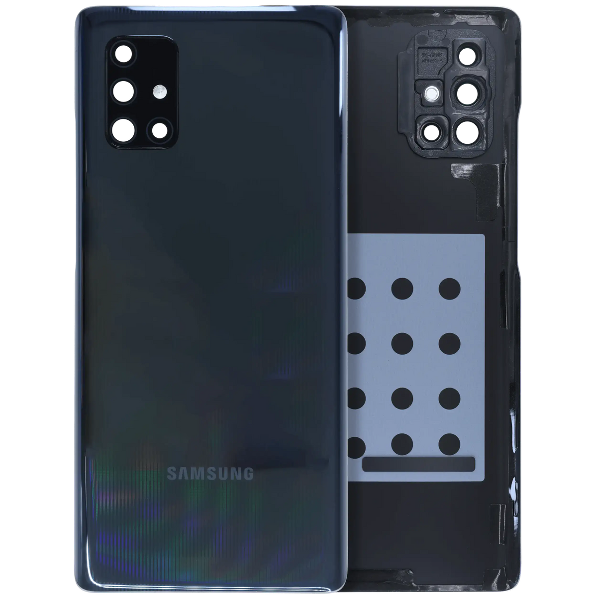 Back Cover Glass With Camera Lens For Samsung Galaxy A71 5G (A716V / 2020) (Service Pack) (Prism Cube Black) - product image 1