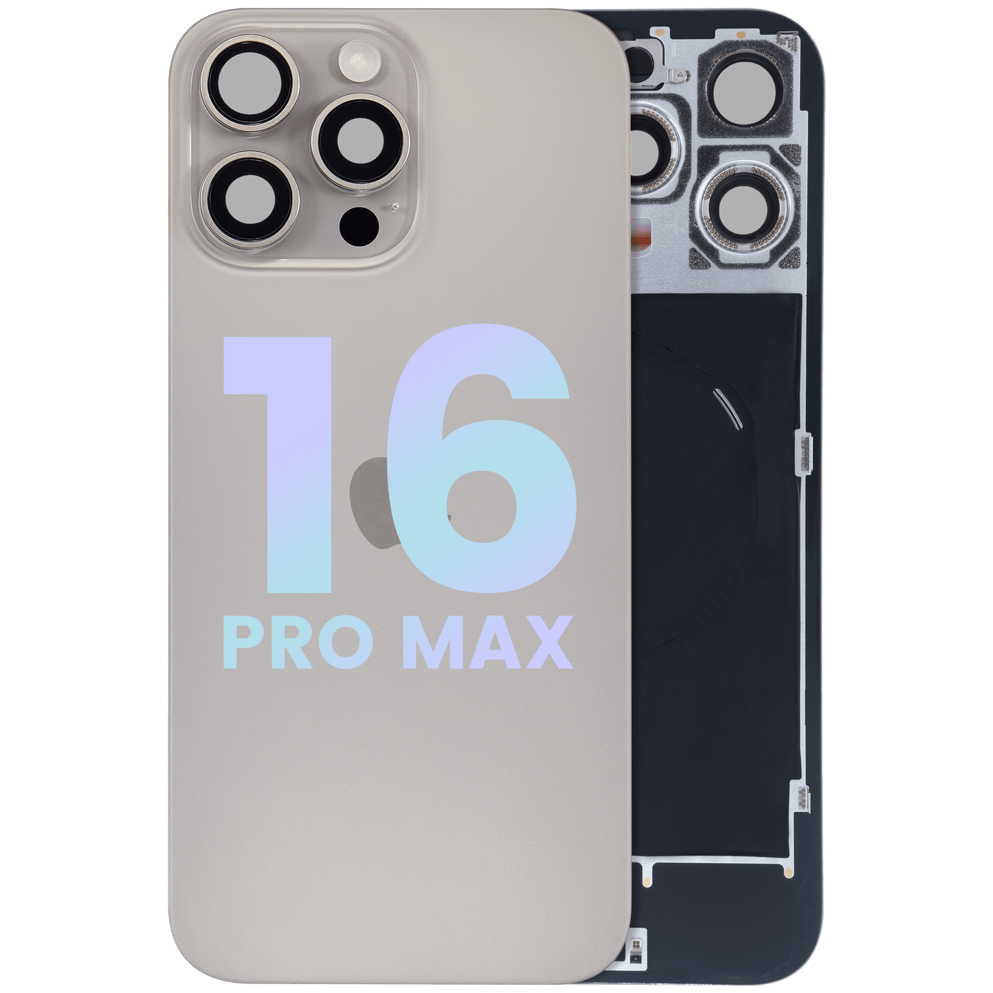 Back Glass w/ MagSafe Magnet & NFC & Flashlight Flex For iPhone 16 Pro Max (Service Pack) (Natural Titanium)