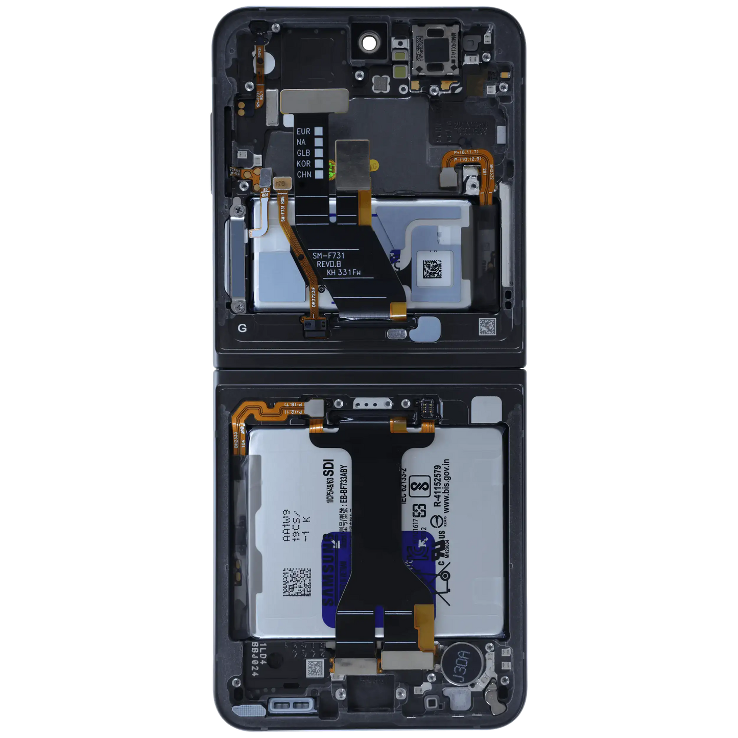 Inner OLED Assembly With Frame For Samsung Galaxy Z Flip 5 5G (US & International) (Service Pack) (Gray) - View 9 | TechDrip Canada