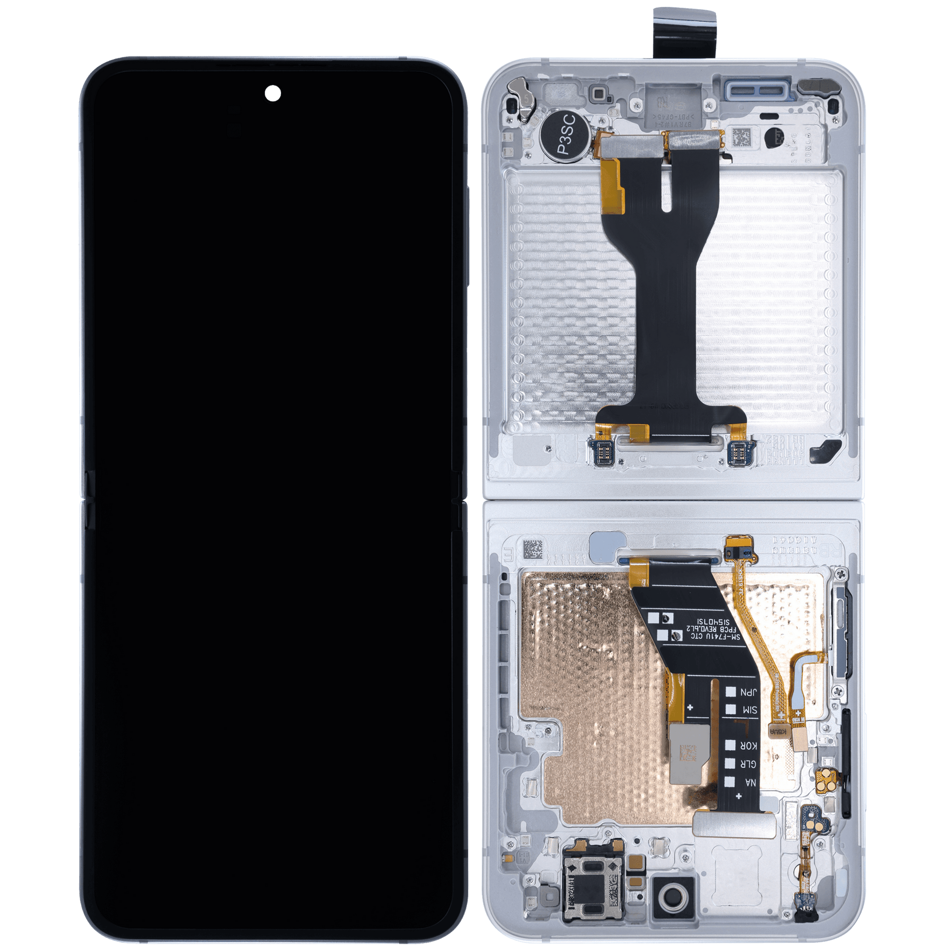 Inner OLED Assembly With Frame For Samsung Galaxy Z Flip 7 FE 5G (Service Pack) (White)