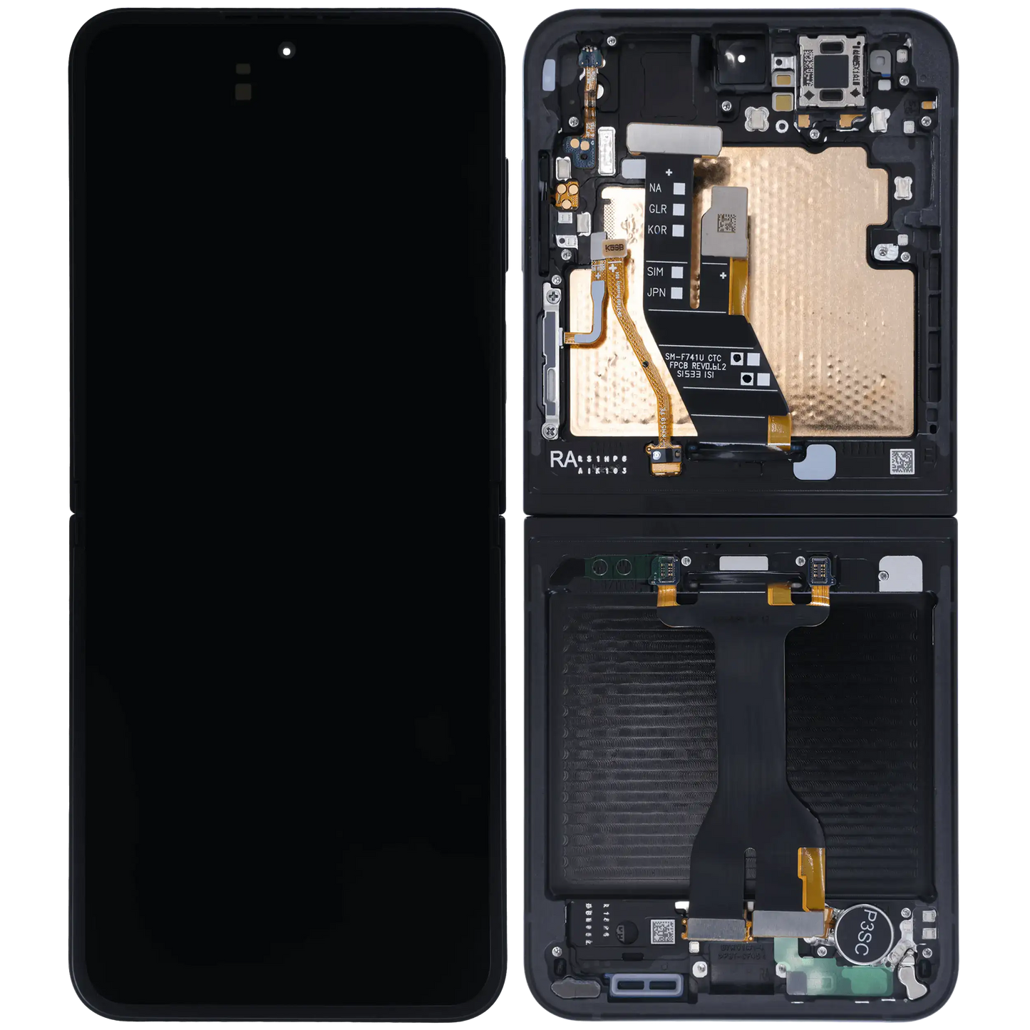 Inner OLED Assembly With Frame For Samsung Galaxy Z Flip 7 FE 5G (Service Pack) (Black)