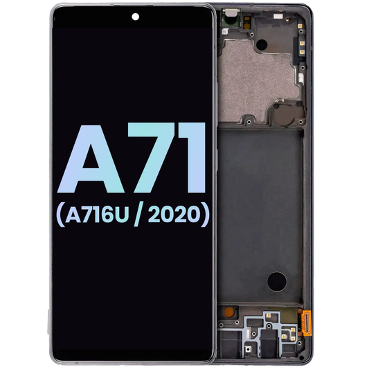 OLED Assembly With Frame For Samsung Galaxy A71 5G (A716U / 2020) (Service Pack) (Prism Cube Black) - product image 1
