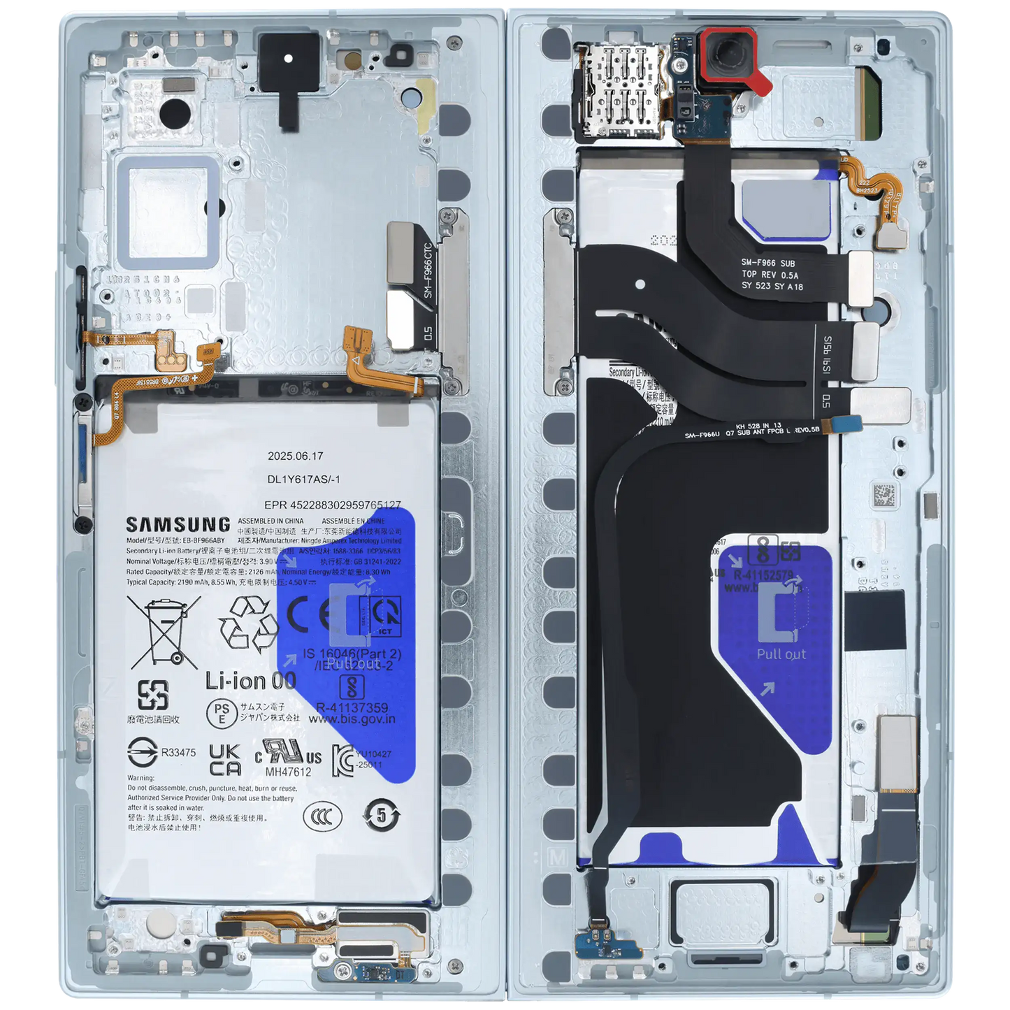 Inner OLED Assembly With Frame For Samsung Galaxy Z Fold 7 5G (US & International) (Service Pack) (Mint)