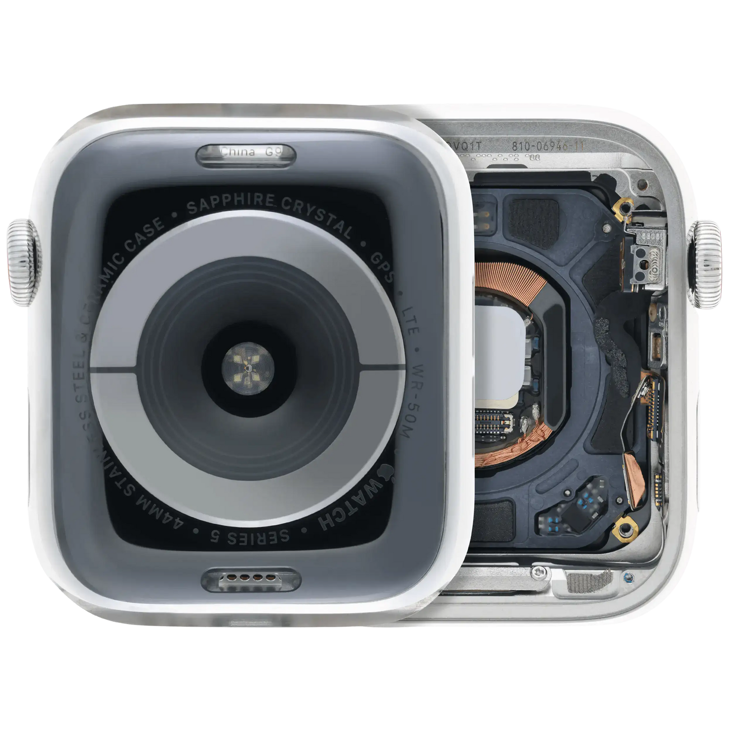 Housing Assembly Compatible For Watch Series 5 (44MM) (Used OEM Pull: Grade A) (Stainless / Silver)