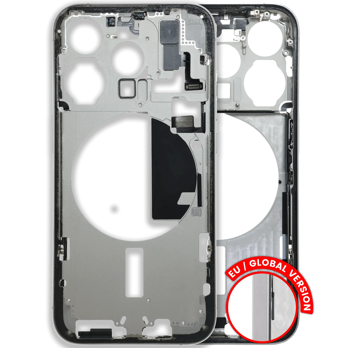 Mid-Frame Housing W/ Small Parts For iPhone 15 Pro (EU / Global Version) (Used OEM Pull: Grade C) (White Titanium)