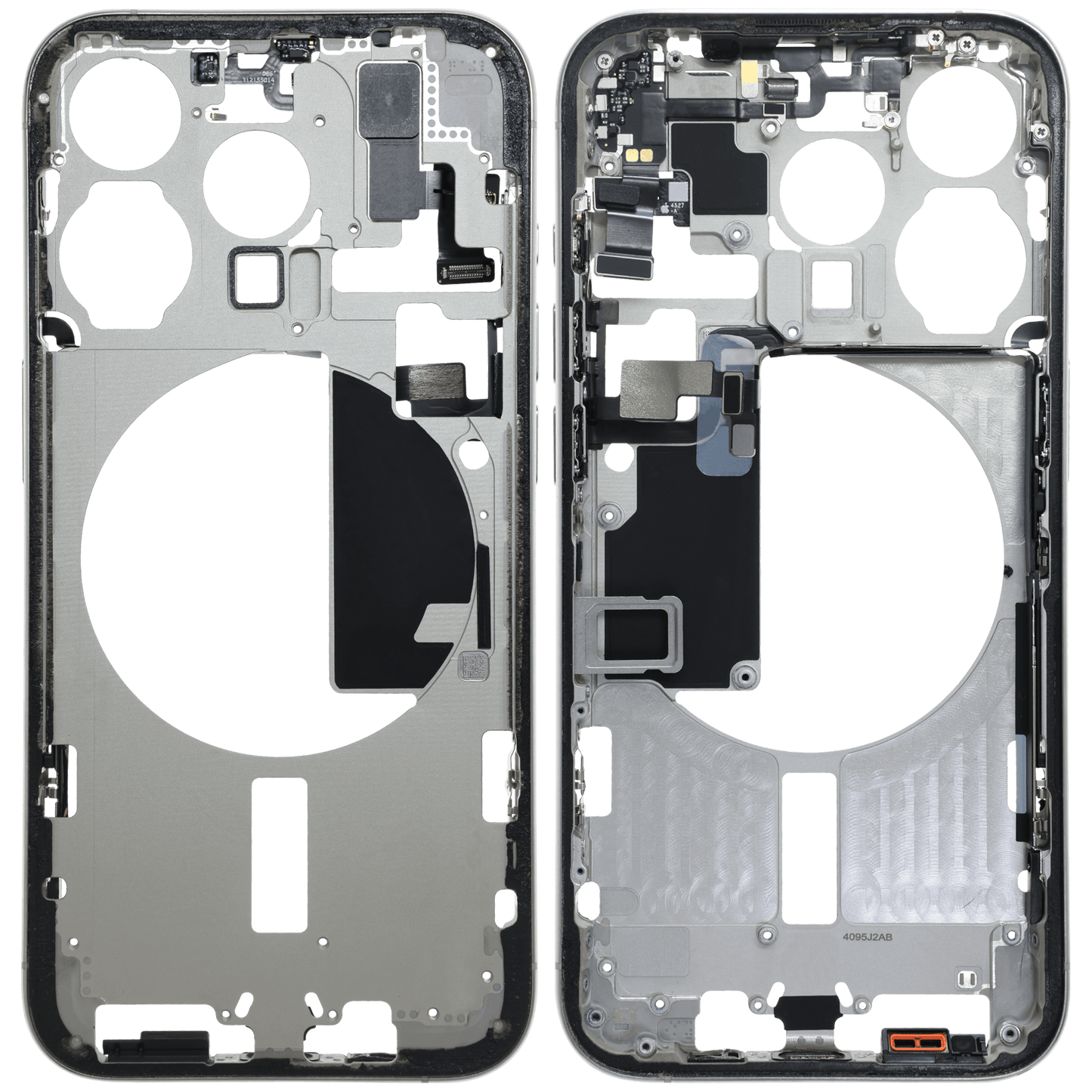 Mid-Frame Housing W/ Small Parts For iPhone 15 Pro (EU / Global Version) (Used OEM Pull: Grade C) (White Titanium)