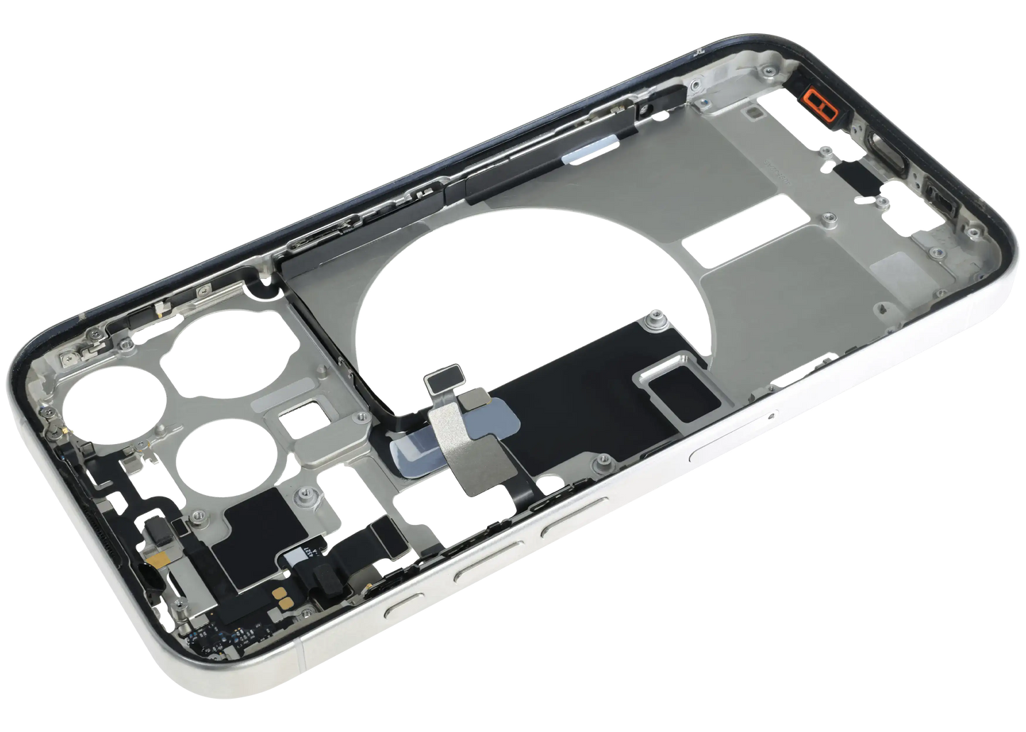 Mid-Frame Housing W/ Small Parts For iPhone 15 Pro (EU / Global Version) (Used OEM Pull: Grade C) (White Titanium)