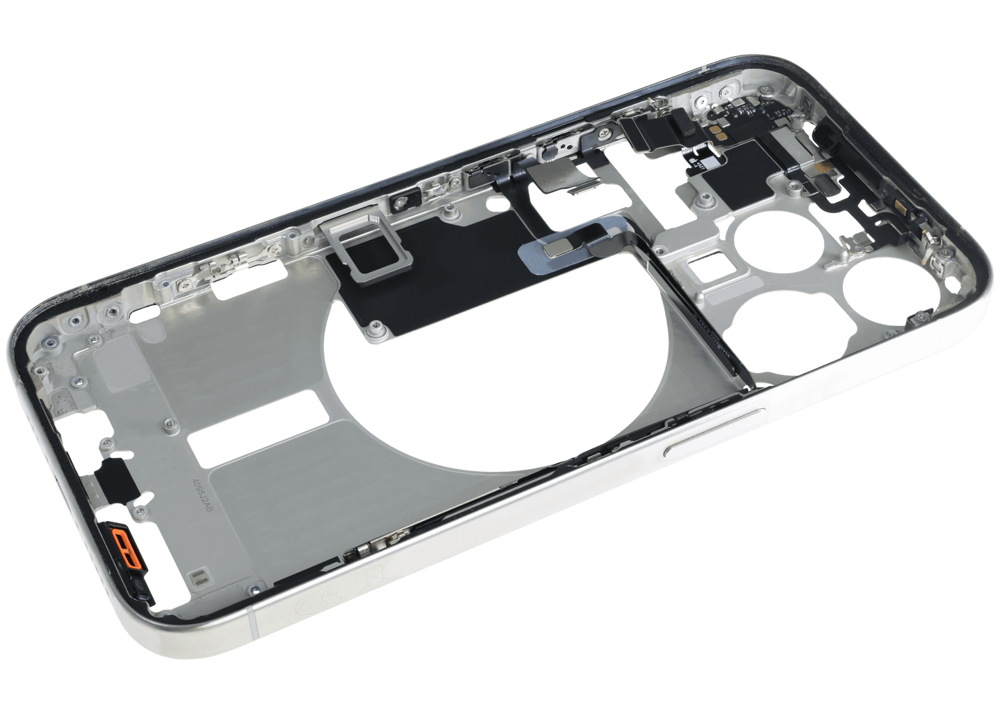 Mid-Frame Housing W/ Small Parts For iPhone 15 Pro (EU / Global Version) (Used OEM Pull: Grade C) (White Titanium)