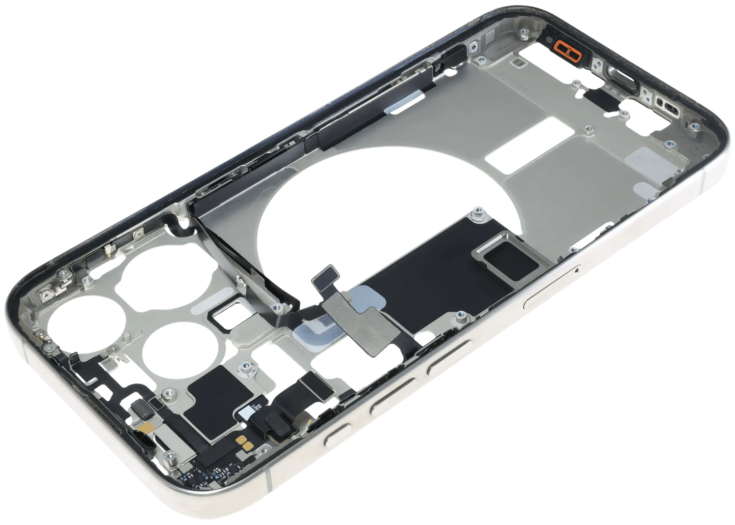 Mid-Frame Housing W/ Small Parts For iPhone 15 Pro (EU / Global Version) (Used OEM Pull: Grade C) (Natural Titanium)