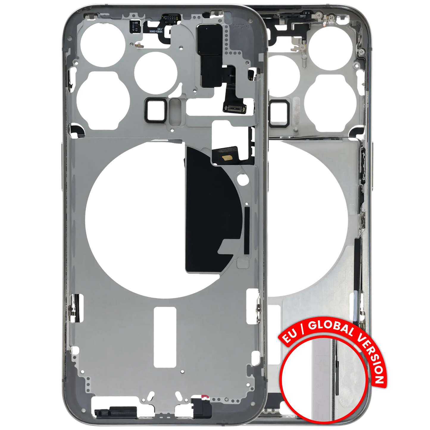 Mid-Frame Housing W/ Small Parts For iPhone 15 Pro (EU / Global Version) (Used OEM Pull: Grade B) (White Titanium)