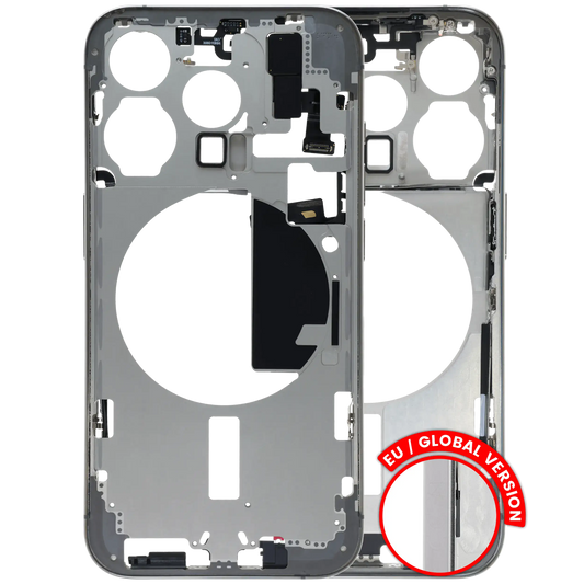 Mid-Frame Housing W/ Small Parts For iPhone 15 Pro (EU / Global Version) (Used OEM Pull: Grade B) (White Titanium)