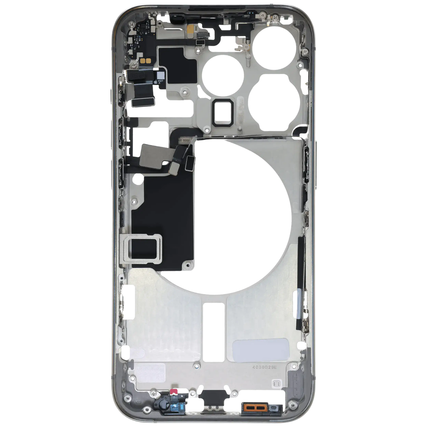 Mid-Frame Housing W/ Small Parts For iPhone 15 Pro (EU / Global Version) (Used OEM Pull: Grade B) (White Titanium)