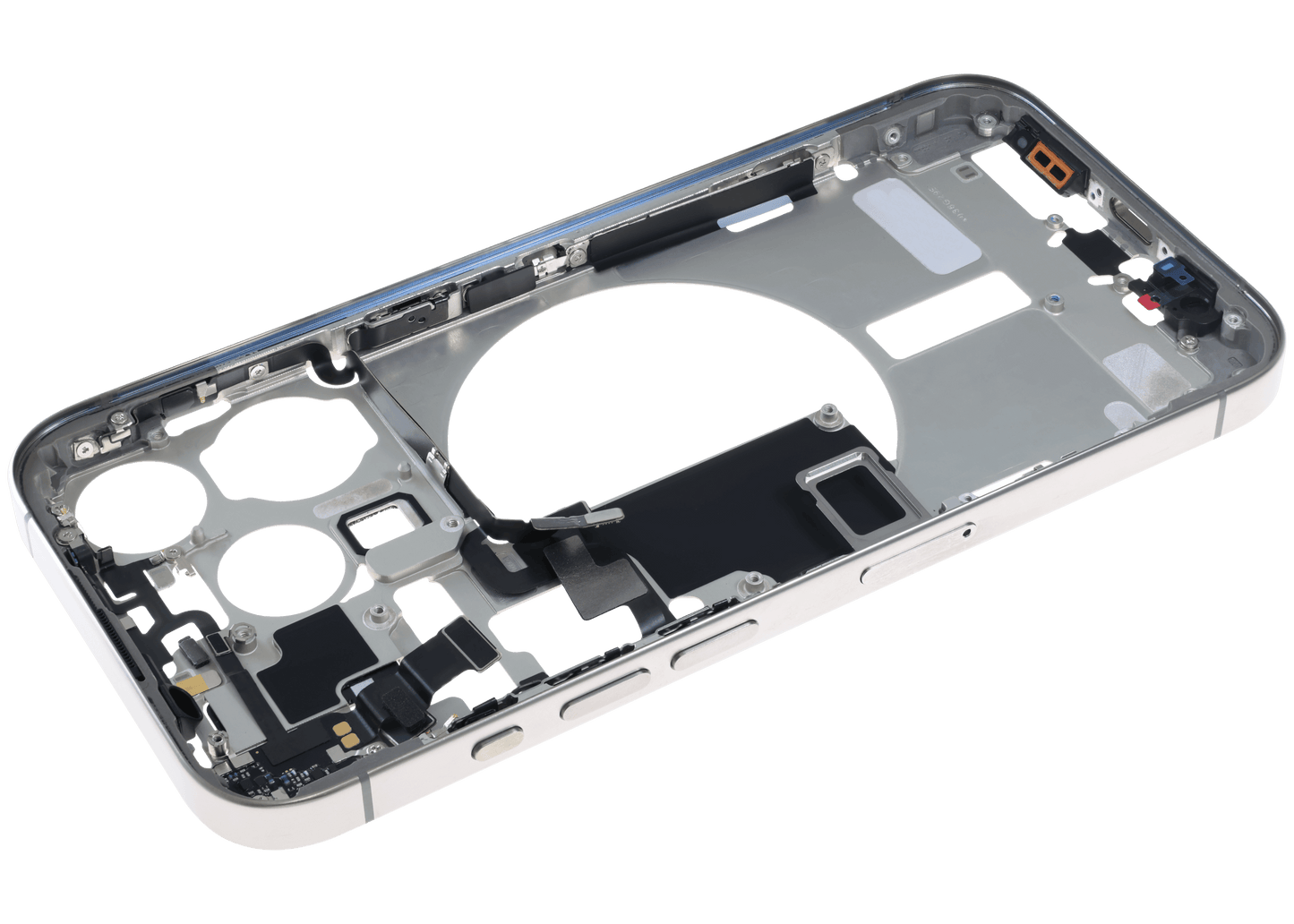 Mid-Frame Housing W/ Small Parts For iPhone 15 Pro (EU / Global Version) (Used OEM Pull: Grade B) (White Titanium)