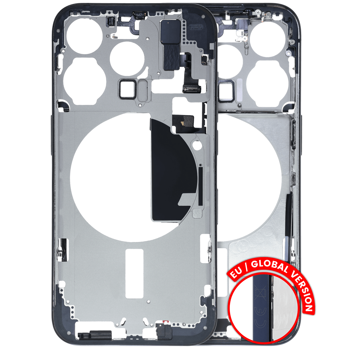 Mid-Frame Housing W/ Small Parts For iPhone 15 Pro (EU / Global Version) (Used OEM Pull: Grade B) (Blue Titanium)