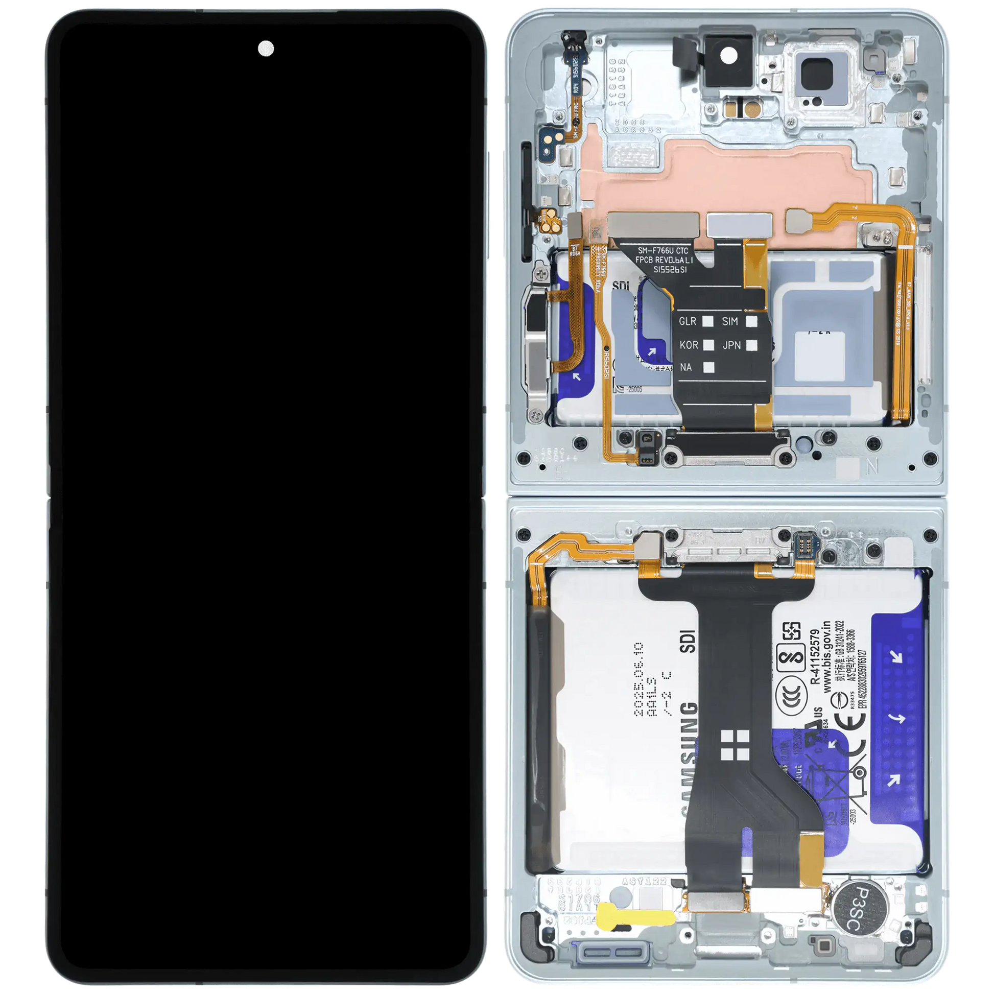 Inner OLED Assembly With Frame For Samsung Galaxy Z Flip 7 5G (US & International) (Service Pack) (Mint) - Replacement iPhone Parts