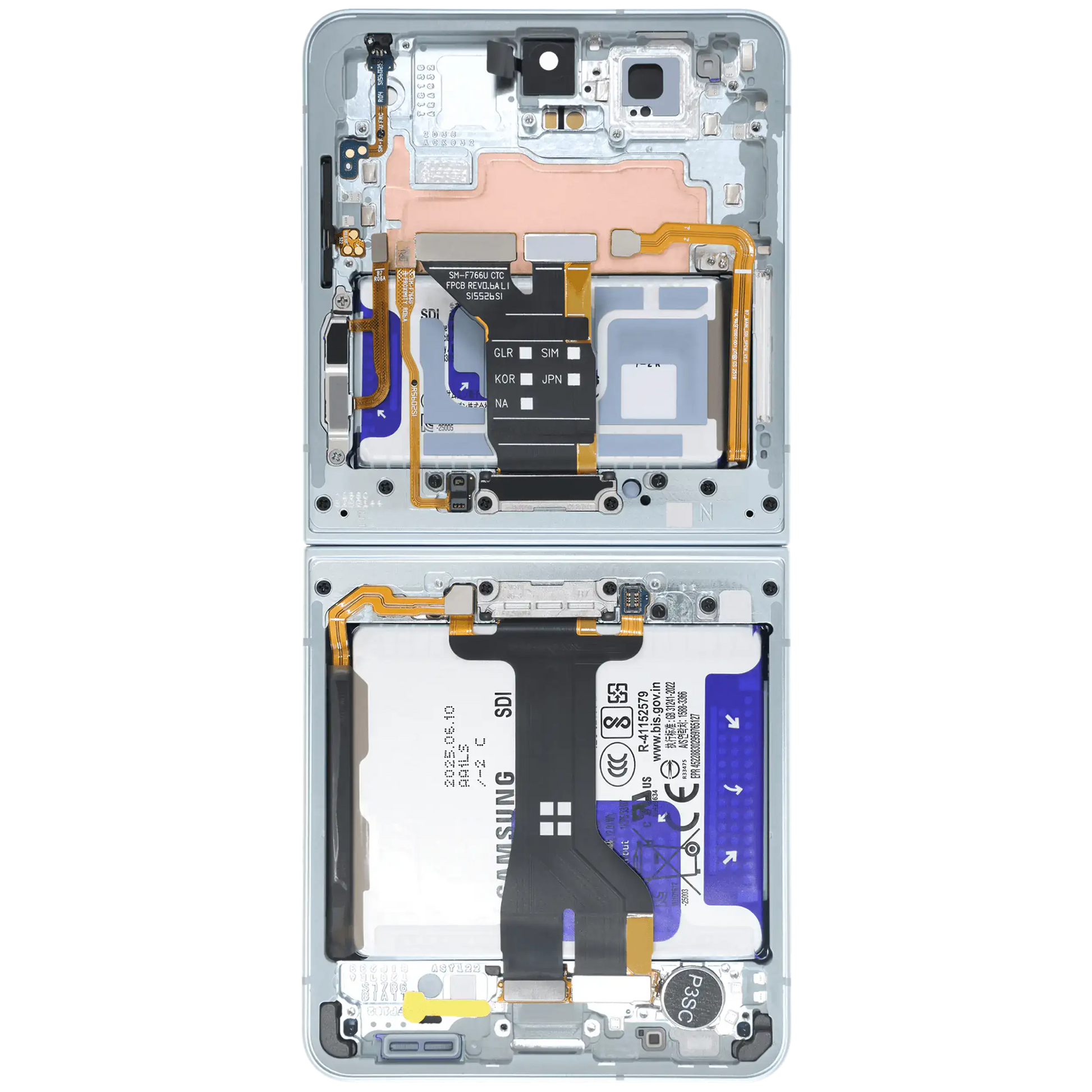 Inner OLED Assembly With Frame For Samsung Galaxy Z Flip 7 5G (US & International) (Service Pack) (Mint) - Replacement iPhone Parts