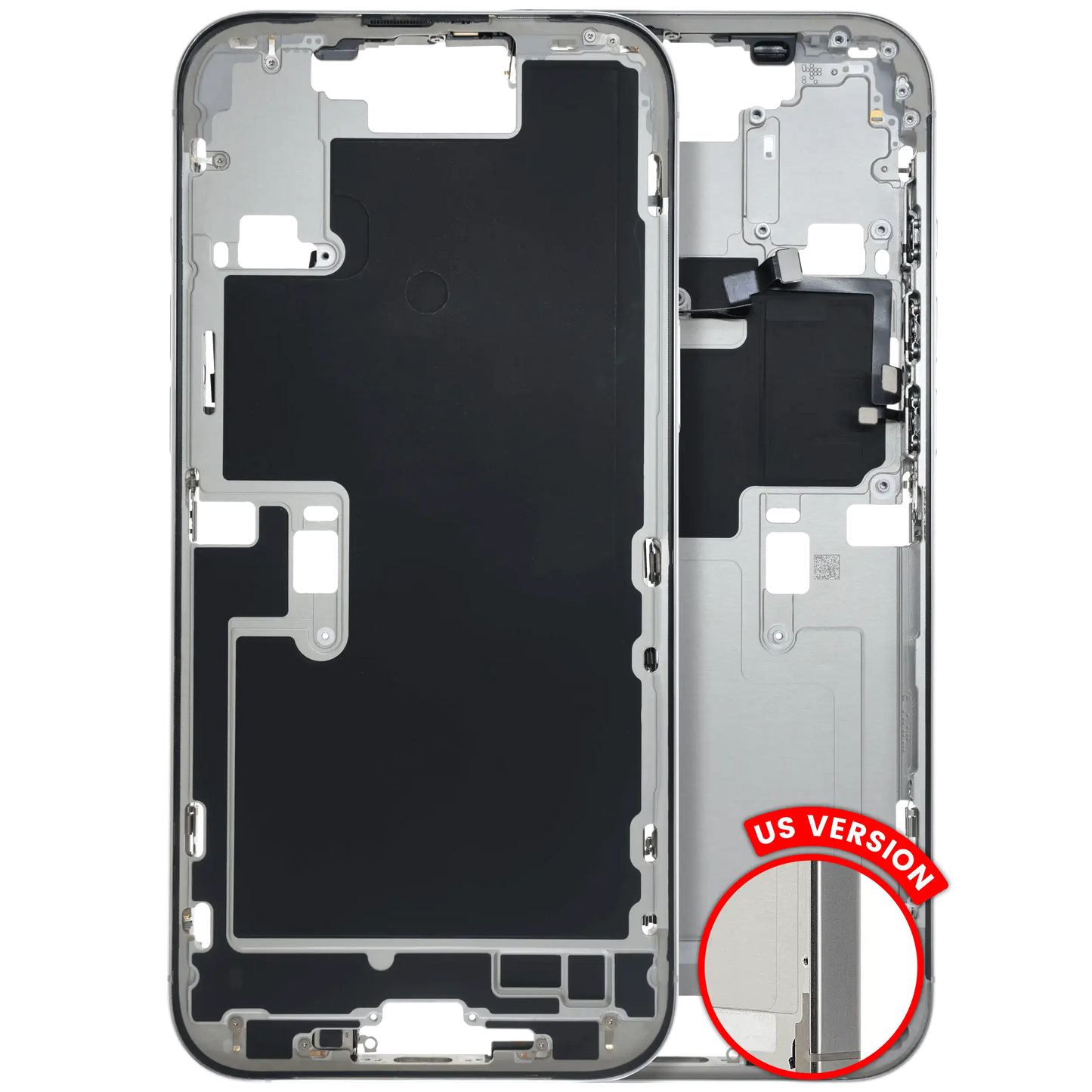 Mid-Frame Housing W/ Small Parts For iPhone 16 Pro Max (US Version) (Used OEM Pull: Grade B) (White Titanium)