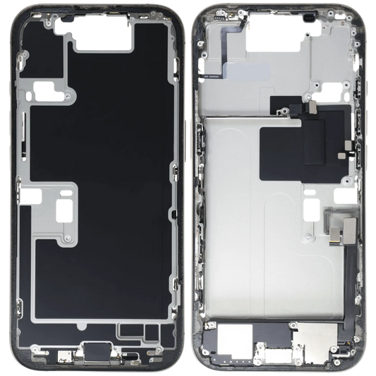 Mid-Frame Housing W/ Charging Port Flex & Small Parts For iPhone 16 Pro (EU / Global Version) (Used OEM Pull: Grade A) (Natural Titanium)