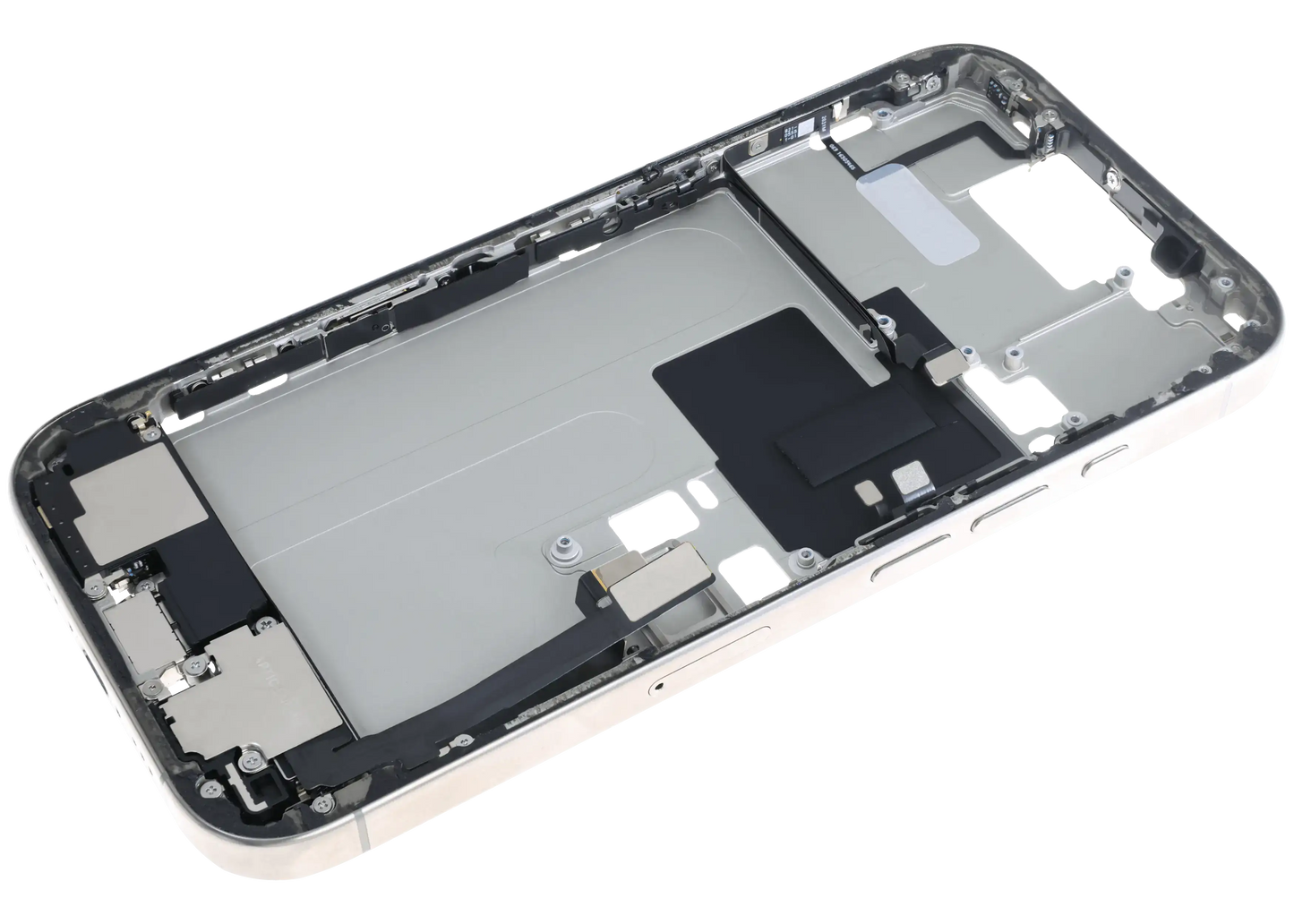 Mid-Frame Housing W/ Charging Port Flex & Small Parts For iPhone 16 Pro (EU / Global Version) (Used OEM Pull: Grade B) (Natural Titanium)