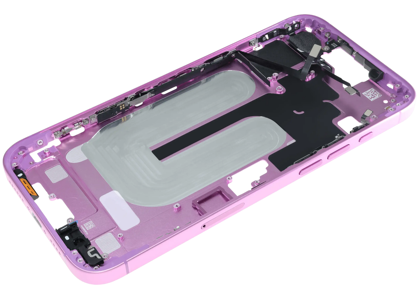 Mid-Frame Housing W/ Small Parts For iPhone 16 Plus (EU / Global Version) (Used OEM Pull: Grade C) (Pink)