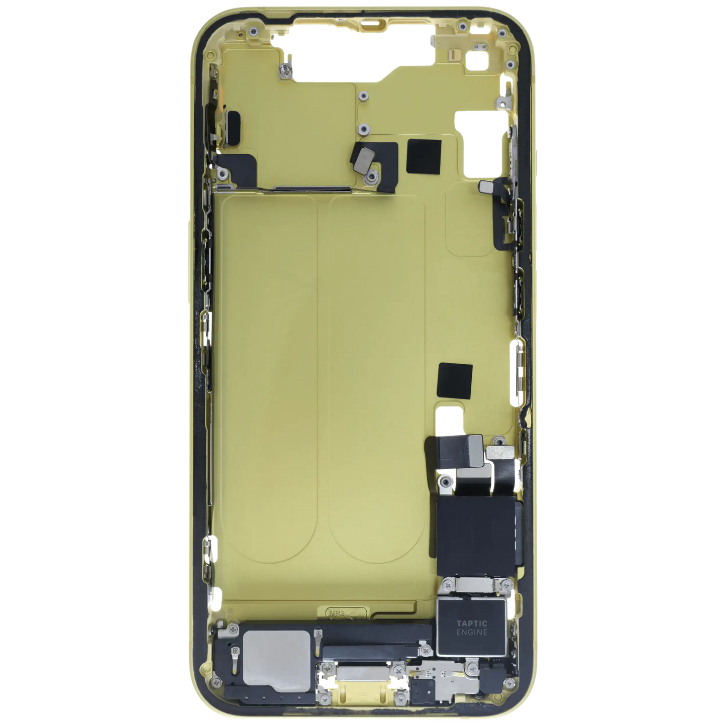 Mid-Frame Housing W/ Charging Port Flex & Small Parts For iPhone 14 (EU / Global Version) (Used OEM Pull: Grade B) (Yellow)