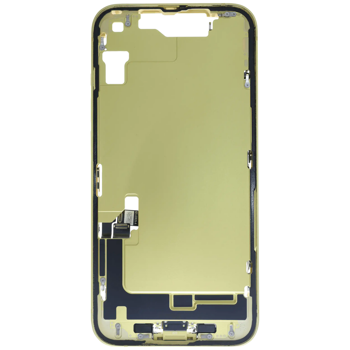 Mid-Frame Housing W/ Charging Port Flex & Small Parts For iPhone 14 (EU / Global Version) (Used OEM Pull: Grade B) (Yellow)