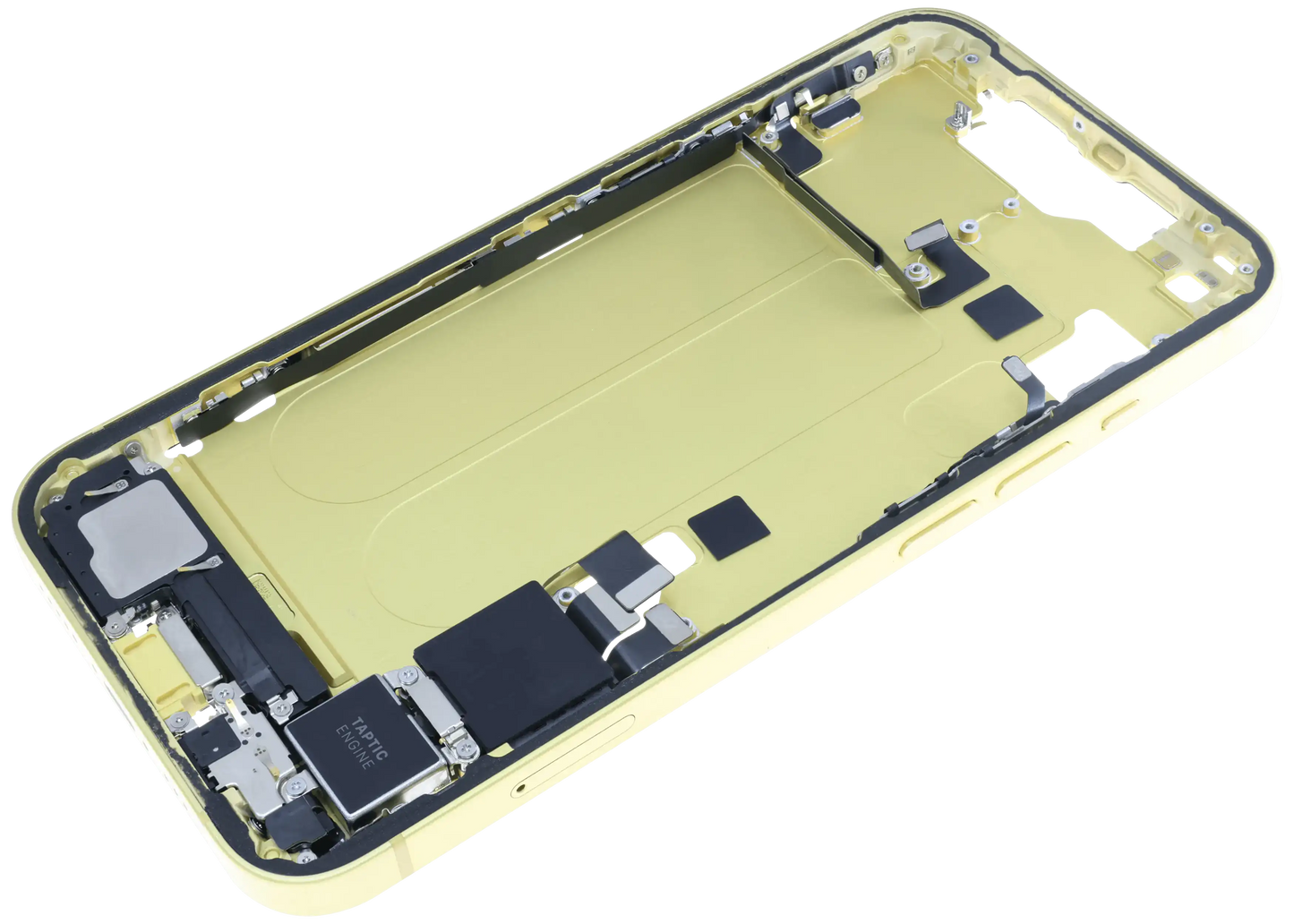 Mid-Frame Housing W/ Charging Port Flex & Small Parts For iPhone 14 (EU / Global Version) (Used OEM Pull: Grade B) (Yellow)