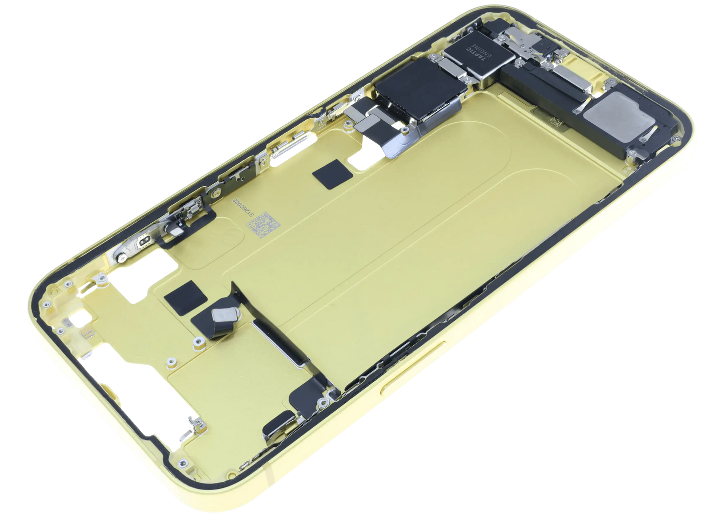 Mid-Frame Housing W/ Charging Port Flex & Small Parts For iPhone 14 (EU / Global Version) (Used OEM Pull: Grade B) (Yellow)