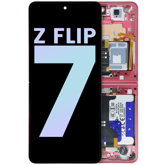 Inner OLED Assembly With Frame For Samsung Galaxy Z Flip 7 5G (US & International) (Service Pack) (Coral Red) - Replacement iPhone Parts