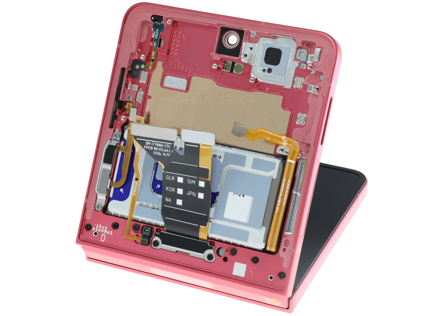 Inner OLED Assembly With Frame For Samsung Galaxy Z Flip 7 5G (US & International) (Service Pack) (Coral Red) - Replacement iPhone Parts
