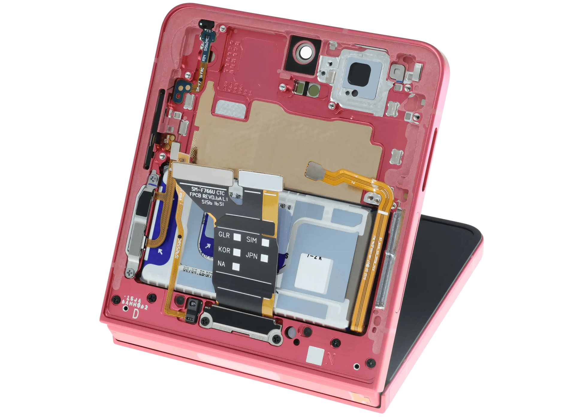 Inner OLED Assembly With Frame For Samsung Galaxy Z Flip 7 5G (US & International) (Service Pack) (Coral Red) - Replacement iPhone Parts