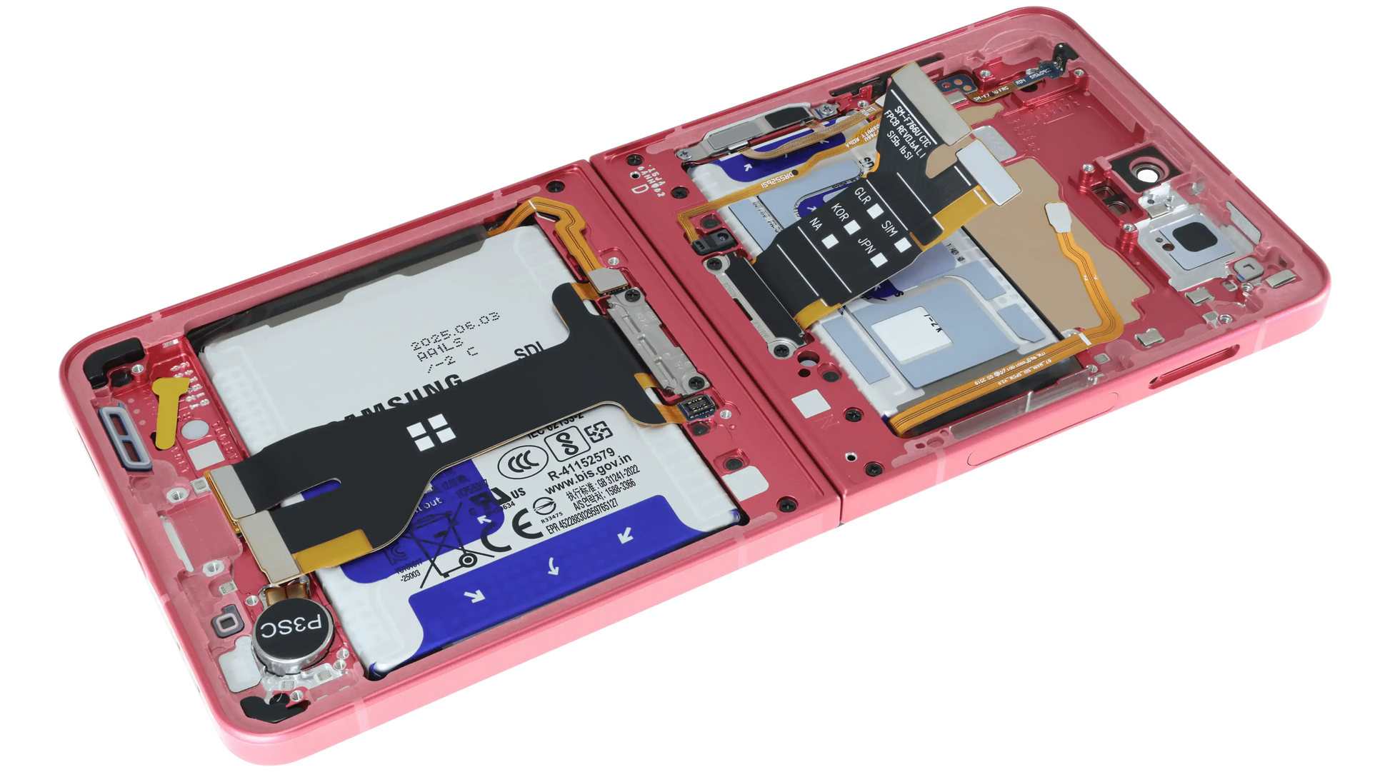 Inner OLED Assembly With Frame For Samsung Galaxy Z Flip 7 5G (US & International) (Service Pack) (Coral Red) - Replacement iPhone Parts