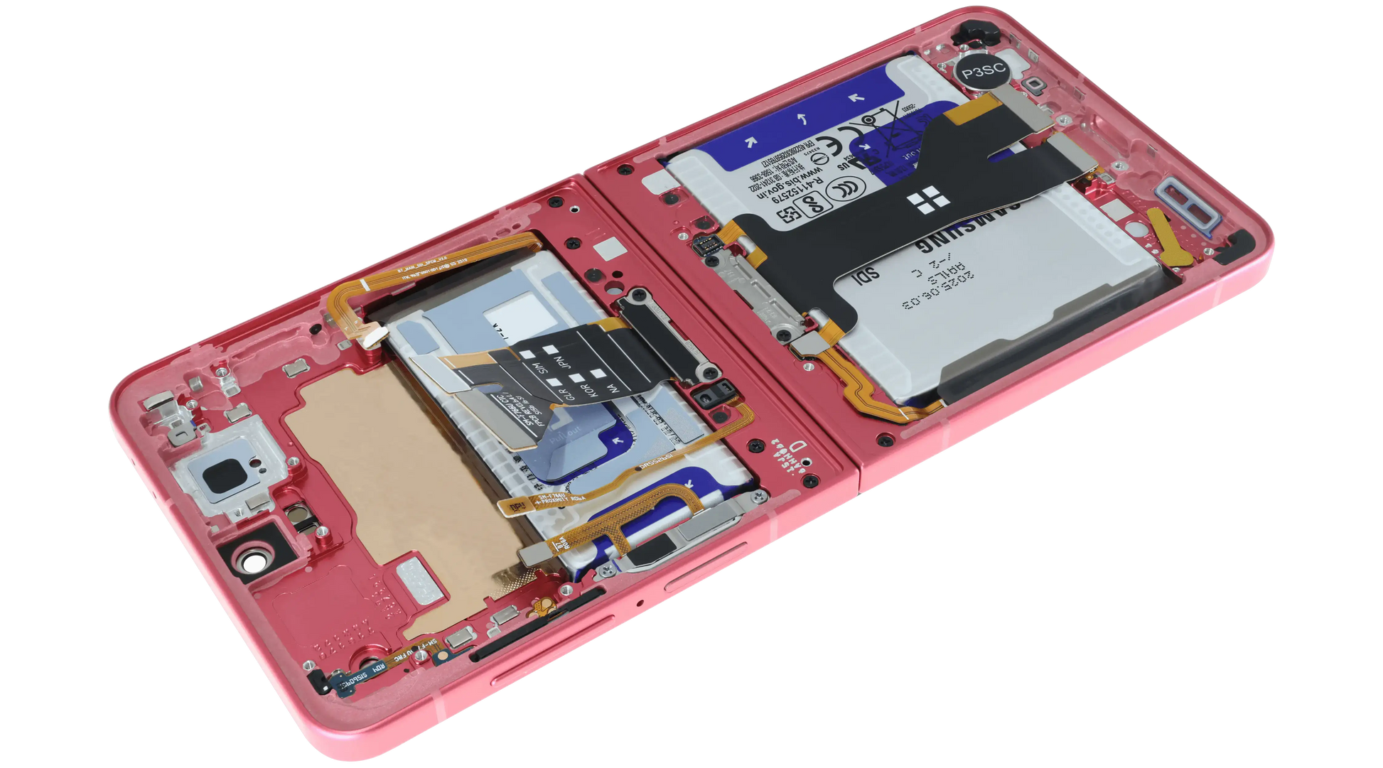 Inner OLED Assembly With Frame For Samsung Galaxy Z Flip 7 5G (US & International) (Service Pack) (Coral Red) - Replacement iPhone Parts