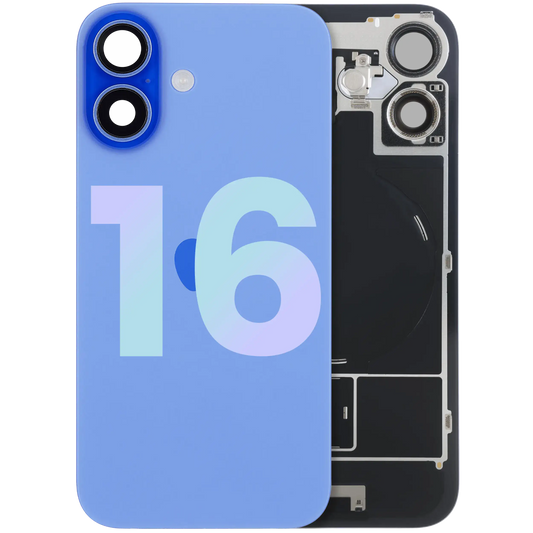 Back Glass w/ MagSafe Magnet & NFC & Flashlight Flex For iPhone 16 (Service Pack) (Ultramarine) — product photo 1