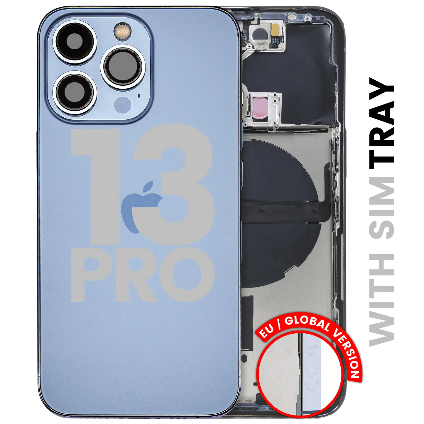 Back Housing W/ Small Parts For iPhone 13 Pro (EU / Global Version) (Used OEM Pull: Grade B) (Sierra Blue)