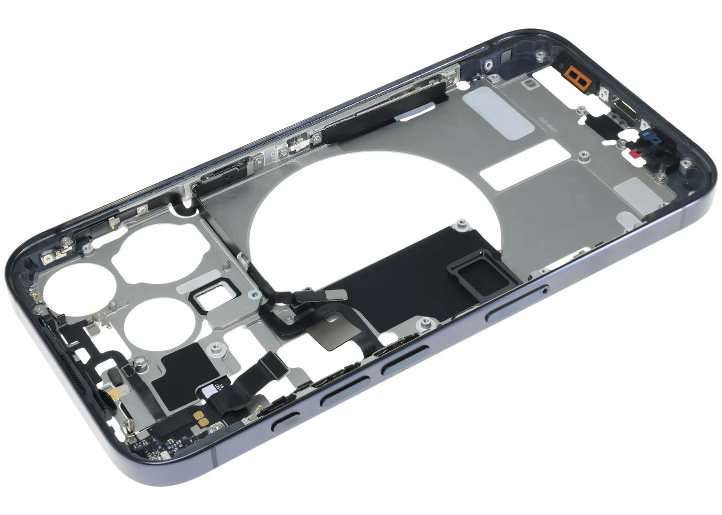 Mid-Frame Housing W/ Small Parts For iPhone 15 Pro (EU / Global Version) (Used OEM Pull: Grade C) (Blue Titanium)